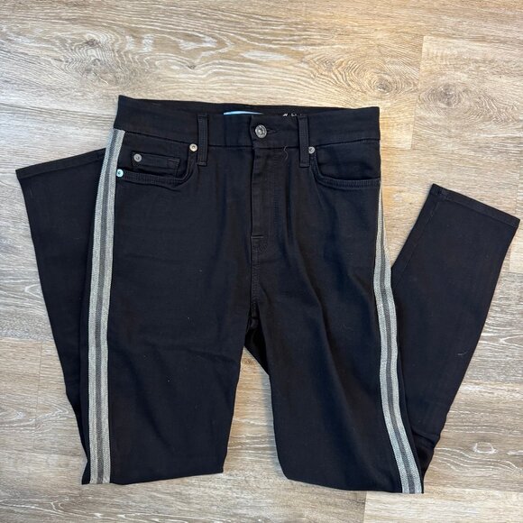 7 For All Mankind Blair Denim Studded Side Stripe High Waisted Jeans- sz. 27 - Picture 2 of 8